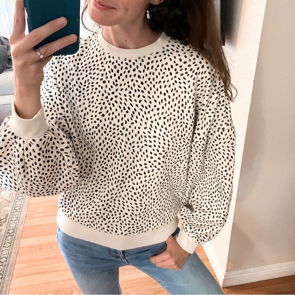 CALIA by Carrie Underwood Black and White Crew Neck Sweater